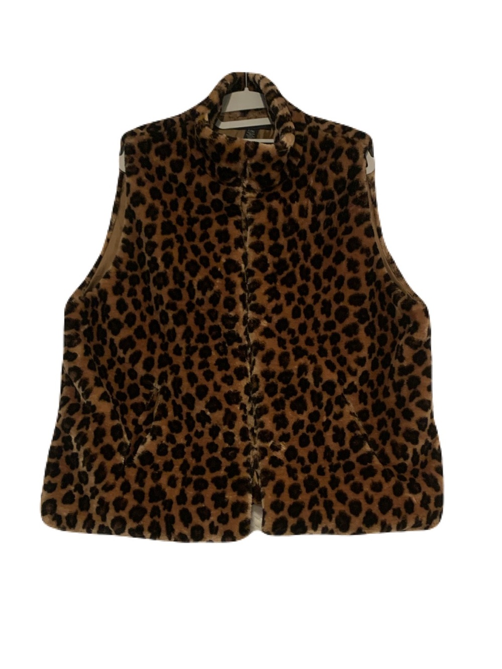 INC International Concepts Leopard Print Faux Fur Vest - Brown/Black
